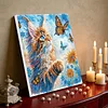 Framed Diamond Painting - Special Shaped - Cat and Butterflies (25x25cm)