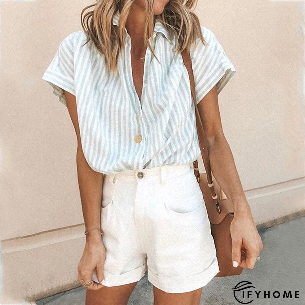 Elastic Knit Soft Summer Loose Women Shirt Casual Office Short Sleeve | IFYHOME