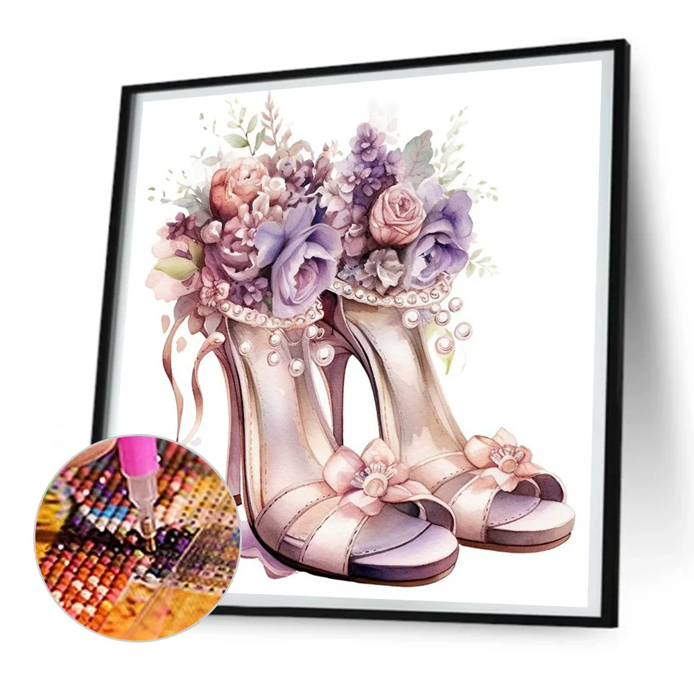 Diamond Painting - Full Round Drill - Flower High Heels(Canvas|30*30cm)