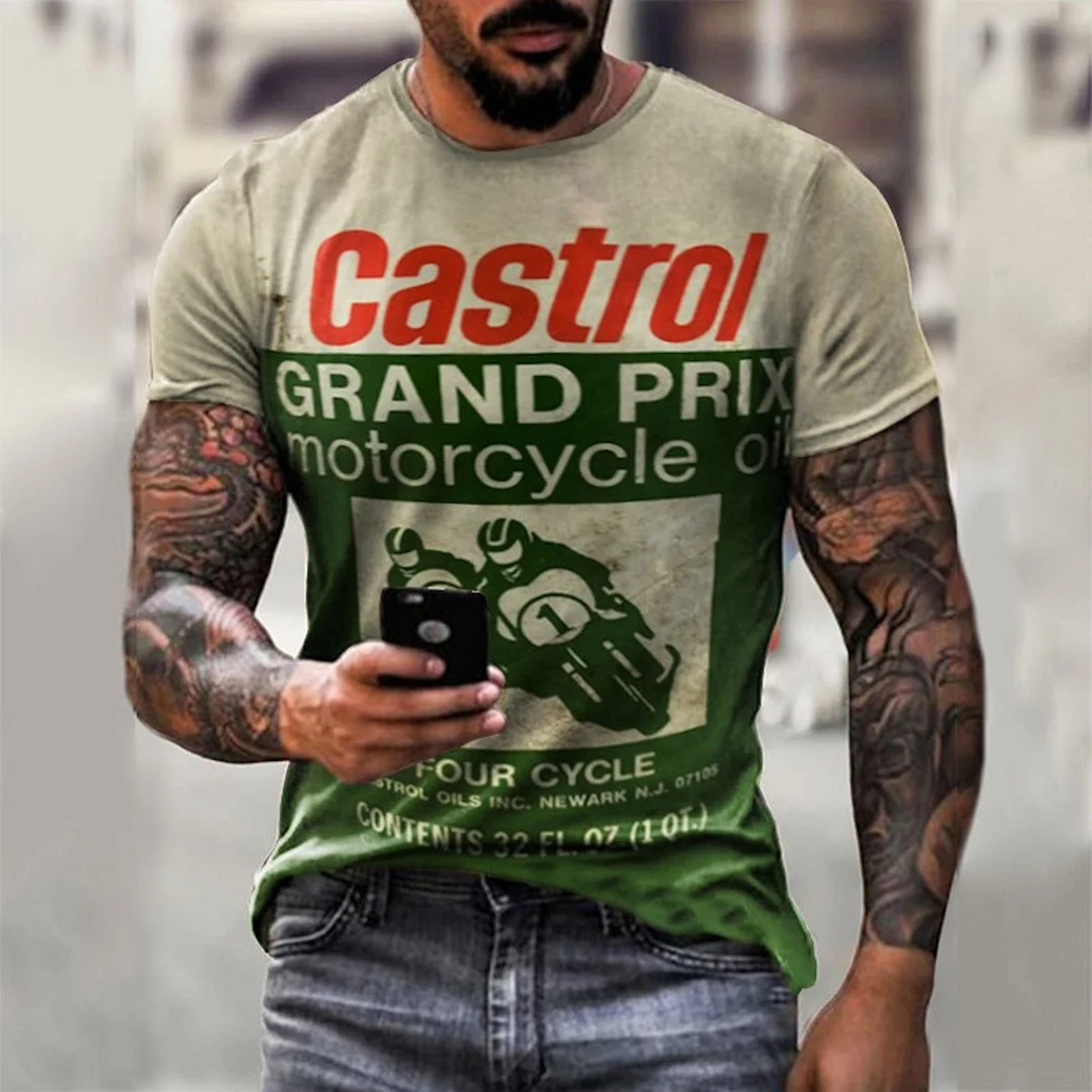 3D Retro Motorcycle Oversized T-shirts ctolen