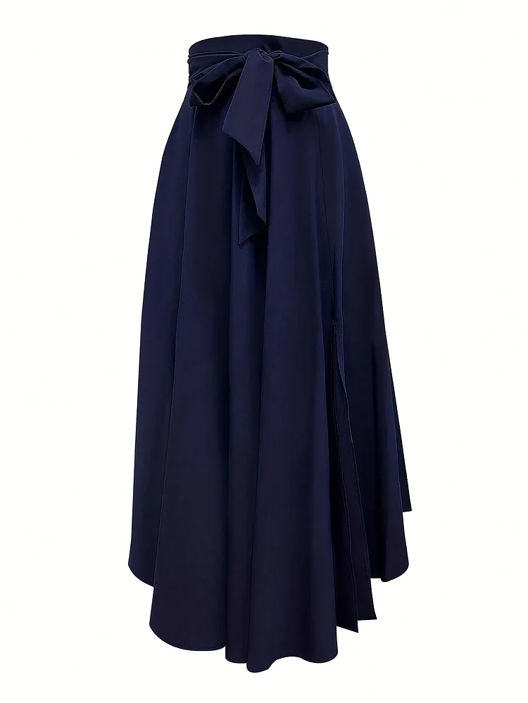Women's High-Waisted Solid Color A-Line Split Maxi Skirt - Elegant Machine-Washable Spring/Summer Skirt With Flared Silhouette & Structured Non-Stretch Fabric For Casual To Formal Occasions, Cute Skirts, Formal Attire