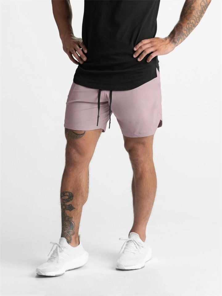 Men's Active Shorts Running Shorts Board Shorts Workout Shorts with Cellphone Pocket Drawstring Elastic Waist Solid Color Breathable Quick Dry Sports Outdoor Casual Daily Sporty Black Pink