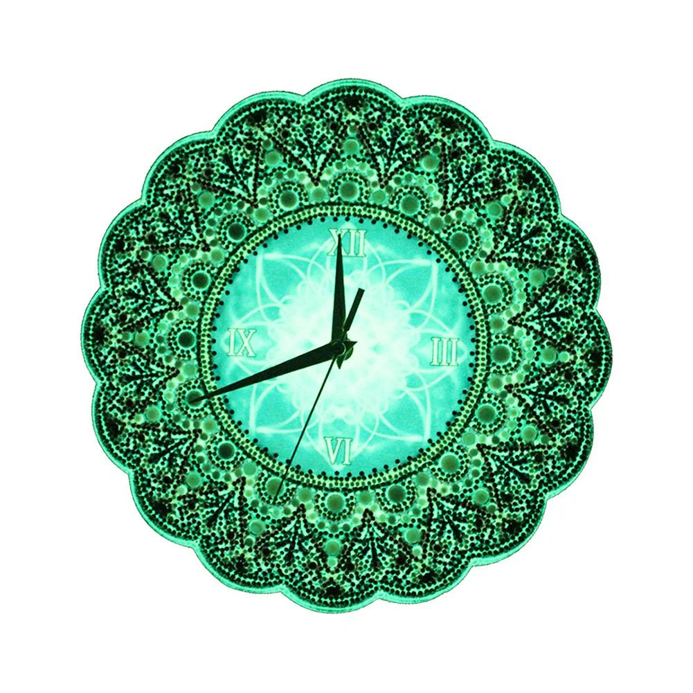 DIY Full Drill Special Shape Diamond Painting Datura Clock Cross Stitch