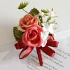10PCS Red Pink Wedding Catering Bridal Groom Guests Corsage Boutonniere Wrist Artificial Flower Bouquets