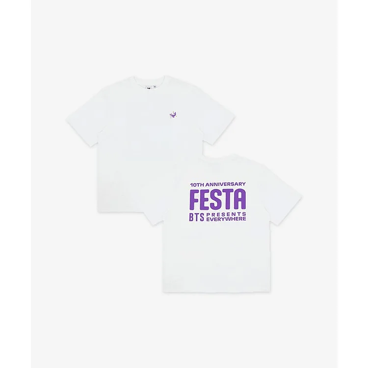 BTS Festa 10th Anniversary Festa Logo White T-shirt