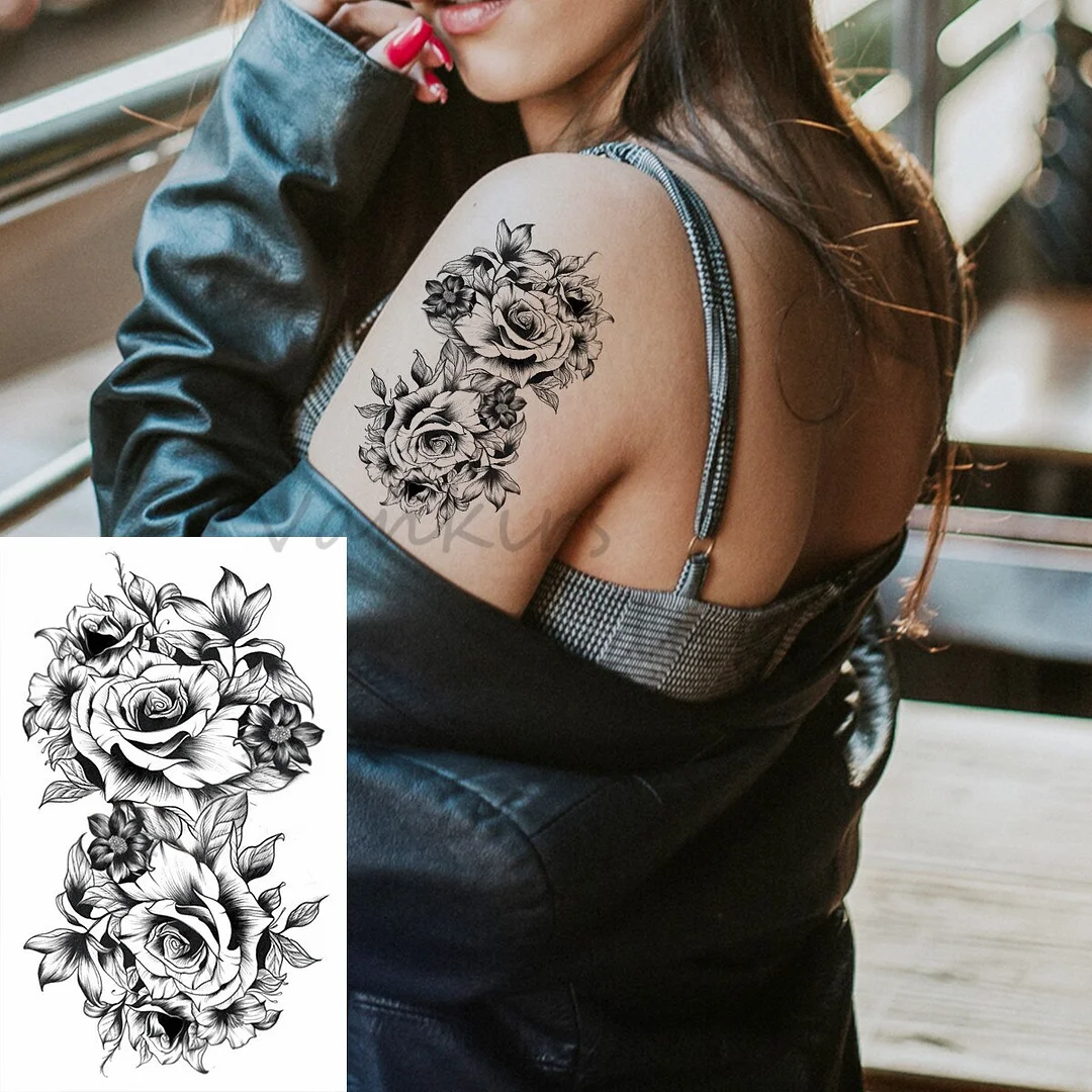 Sdrawing Cloud Coconut Tree Temporary Tattoos For Adults Girls Tiger Flower Compass Mountain Fake Tattoo Sticker Arm Leg Tatoos