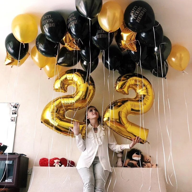 32inch Gold Silver Number Foil Balloons Digital Air Balloons Happy Birthday Wedding Decoration Letter balloons Party Supplies