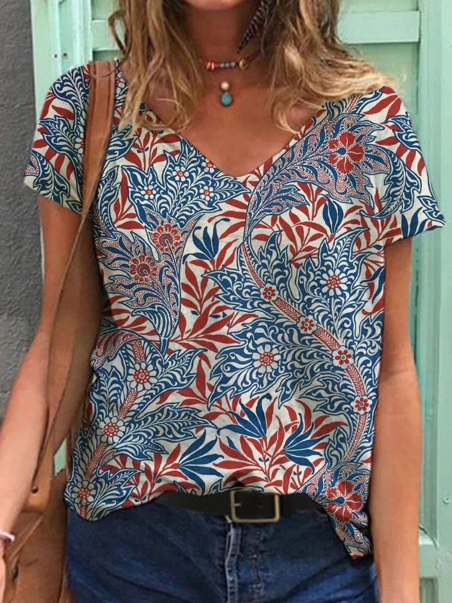 Women Half Sleeve V-neck Solid Color Dress