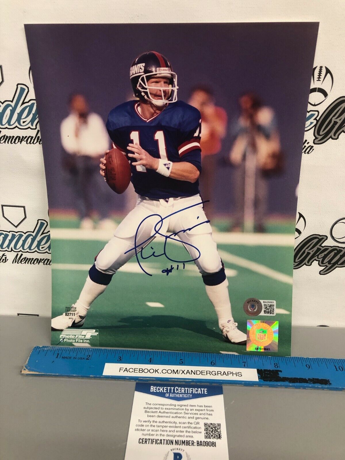 PHIL SIMMS SIGNED AUTOGRAPHED 8x10 Photo Poster painting BECKETT BAS COA NEW YORK GIANTS