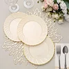 10 Pack | 7.5" Ivory / Gold Flair Rim Plastic Dessert Appetizer Plates, Round Disposable Salad Plates