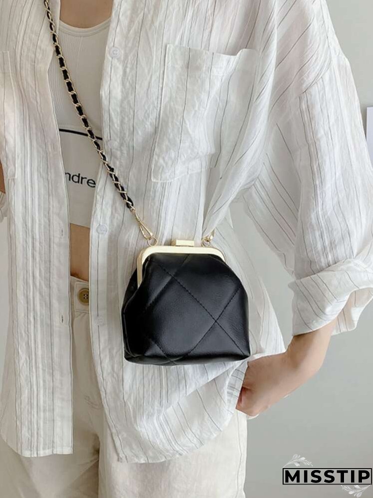 Minimalist Quilted Chain Crossbody Bag