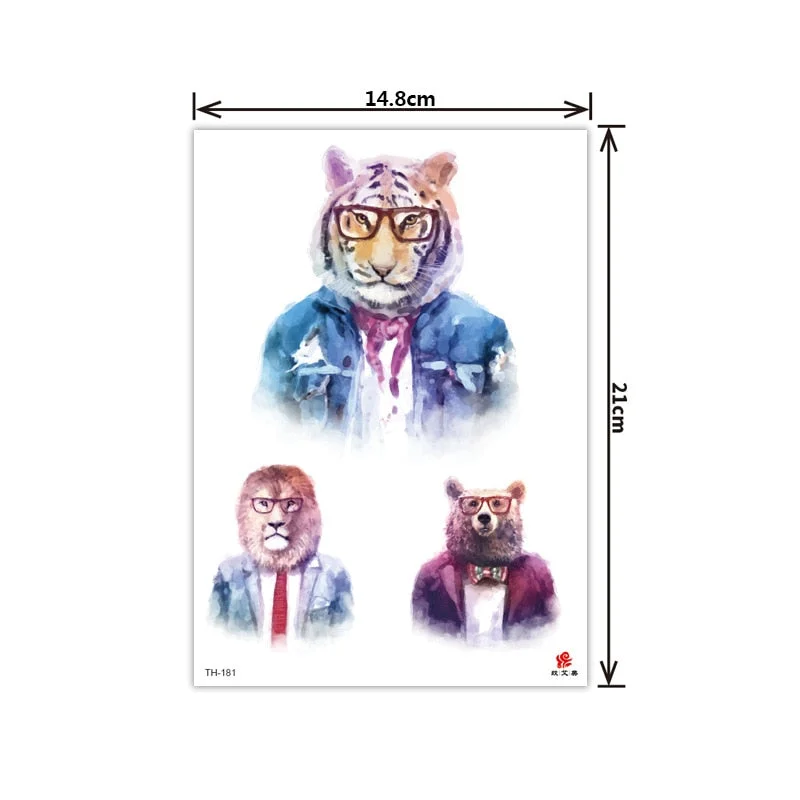 2021 New Plain Flower Arm Tattoo Sticker Flower Waterproof Tattoo Color Animal Tiger Tattoo Sticker