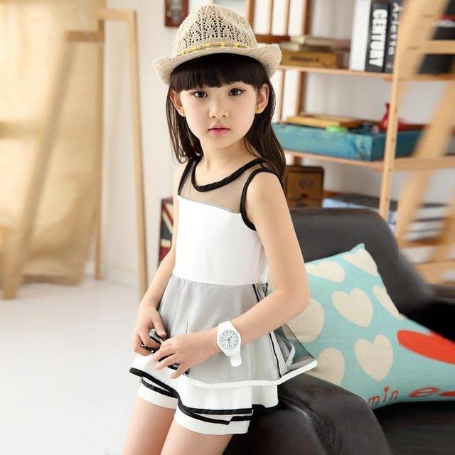 New Fashion Children's Clothing Net Veil T-Shirts Pants