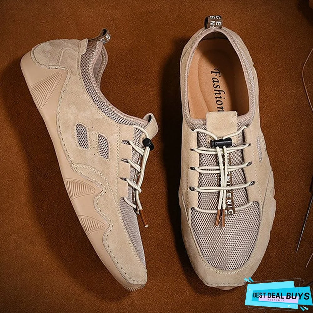 Men's Fall Casual Daily Loafers & Slip-Ons Walking Shoes Pigskin Breathable Non-Slipping Wear Proof Camel / White / Gray