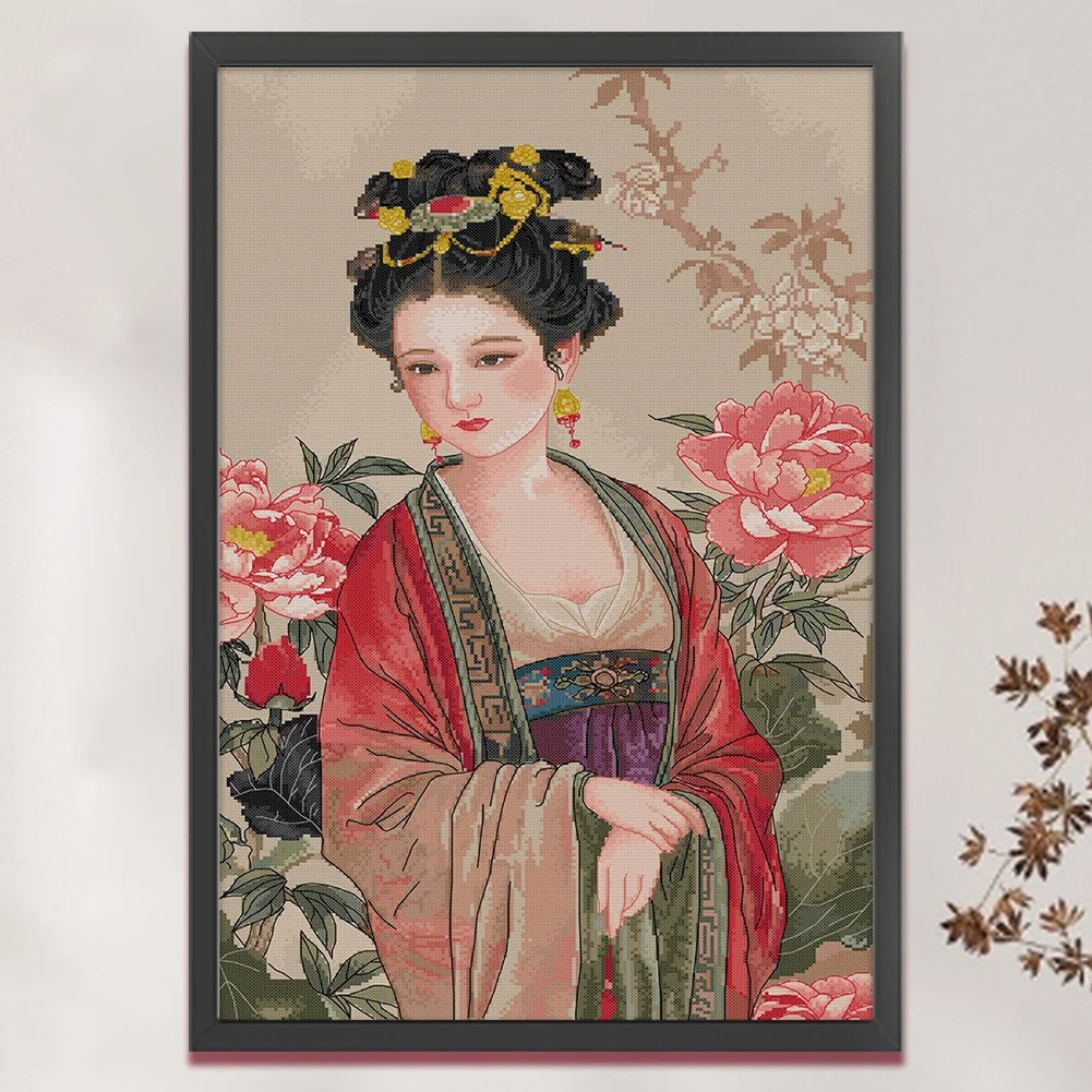 14CT Full Stamped Cross Stitch - Lady(Canvas|41*63CM)