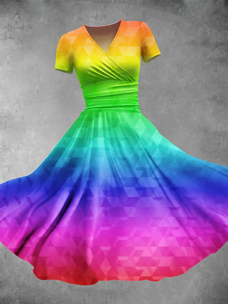 Women's Rainbow Gradient Pattern LGBT Art Design Print Maxi Dress