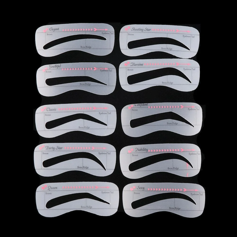 One Step Eyebrow Stamp Shaping Kit Professional Eyebrow Gel Stamp Makeup Kit with 10 Reusable Eyebrow Stencils Eyebrow