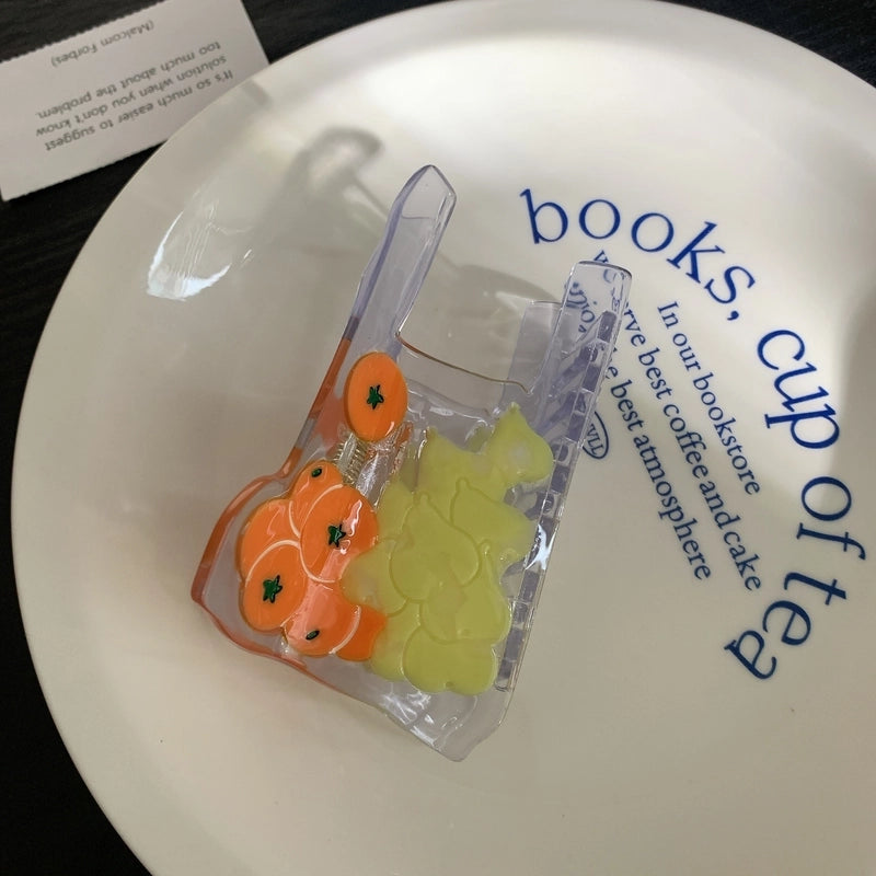 Women’s IG Style Minimalist Plastic Bags Fruit Acetic Acid Sheets Hair Claws