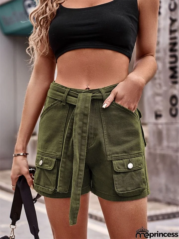 Women's Casual Summer Plain Cargo Shorts