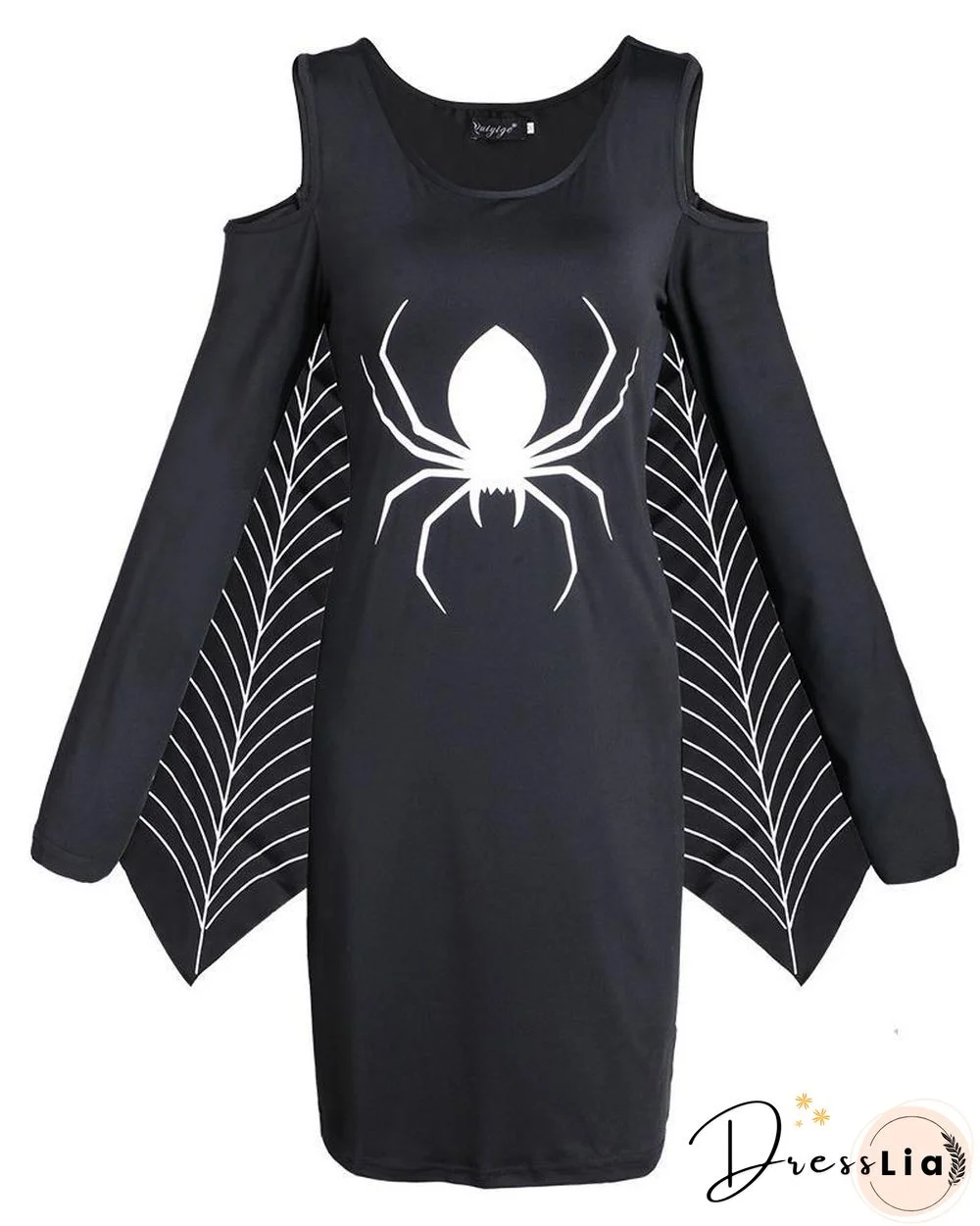 Halloween Giant Spider Print Women Fashion Casual Mini Dresses