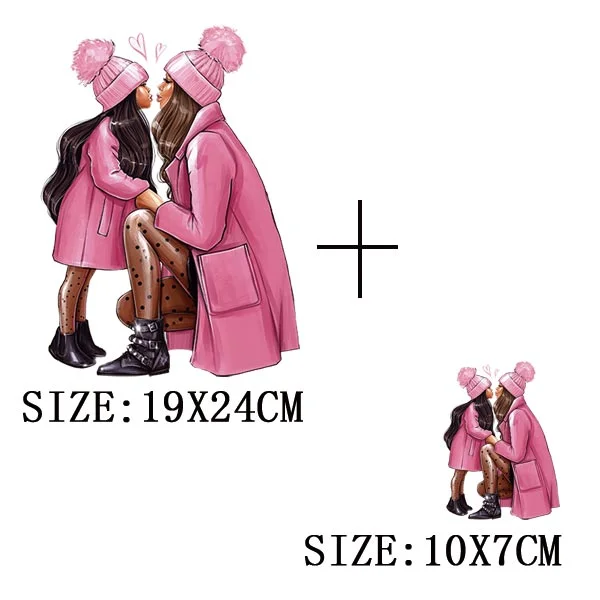 Mom&Baby Heat Sticker On T-shirt DIY Washable Iron On Transfer For Clothing Lovely Design On Clothes Patches Applique Decoration
