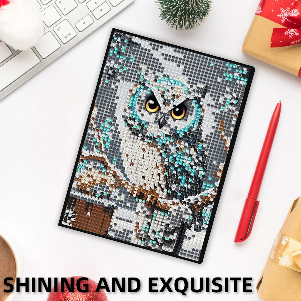 5D DIY Owl Diamond Art Painting Notebook Kit Crystal Notepad Sketchbook Gifts