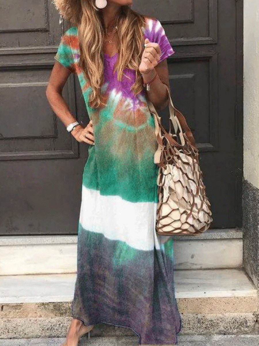 Tie-dye Short Sleeve Dress