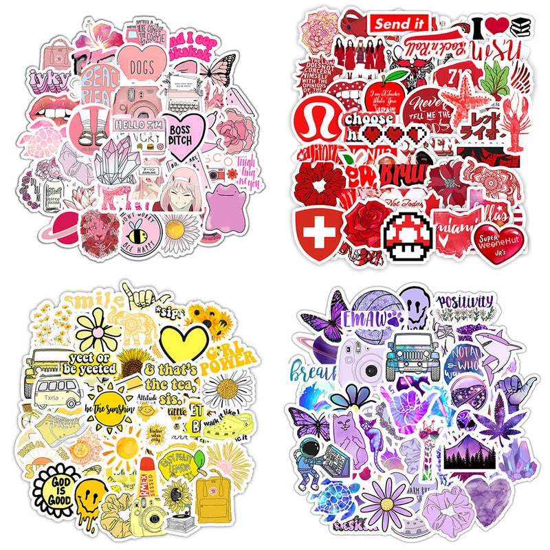 Pink Purple Series Fresh Style Water Bottle Stickers Inspired By Vsco Girl Amazon Cartoon Children's Decals