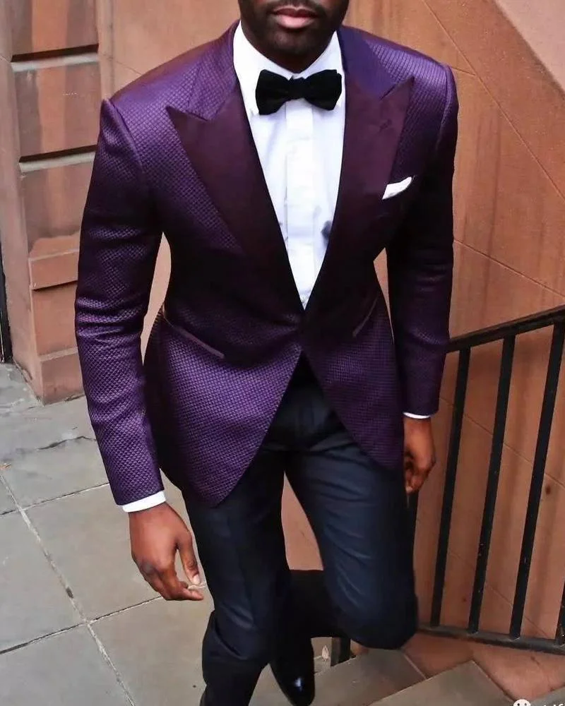 Men's Casual Purple Lapel Collar Elegant Blazer