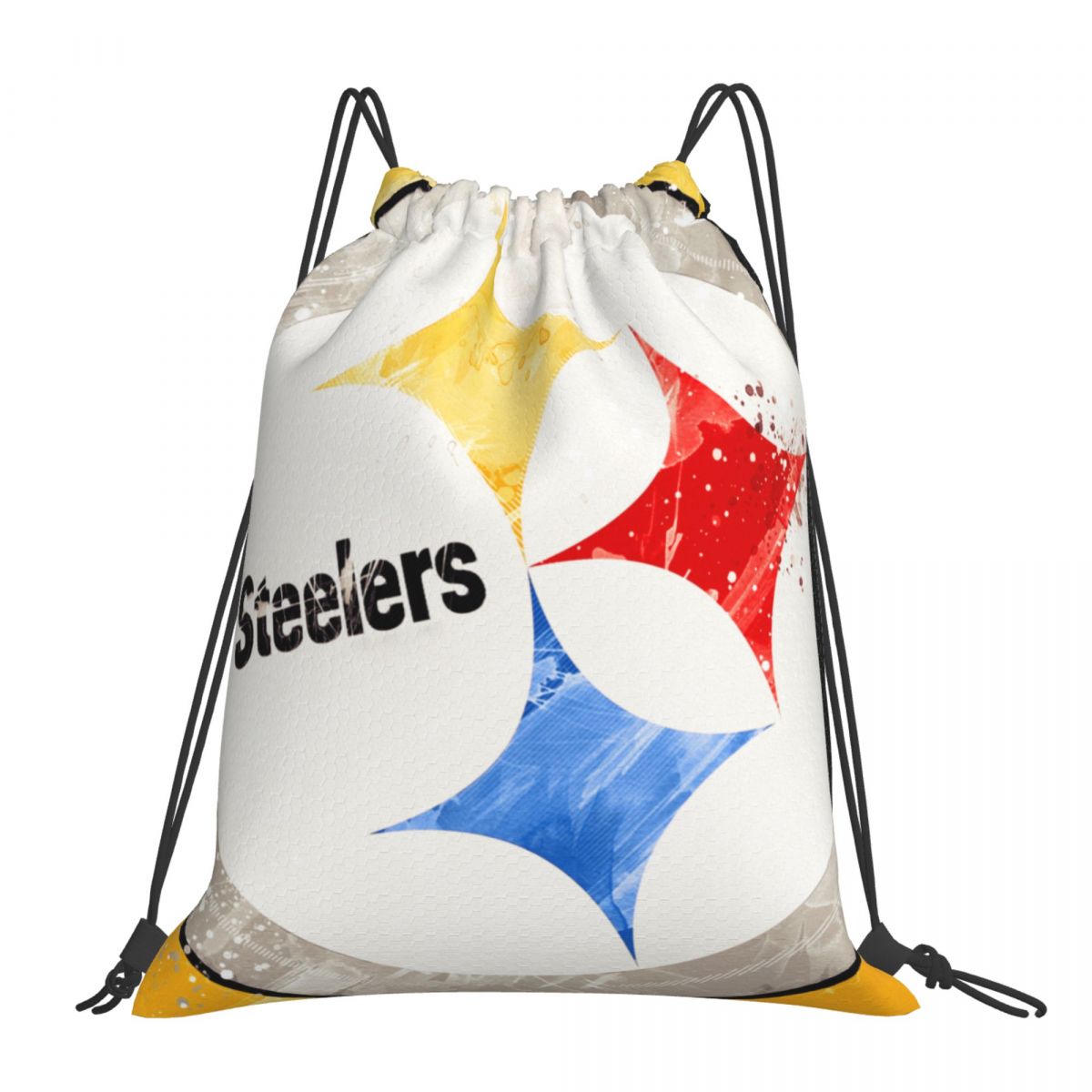 Pittsburgh Steelers Logo Grunge Art Waterproof Adjustable Lightweight Gym Drawstring Bag