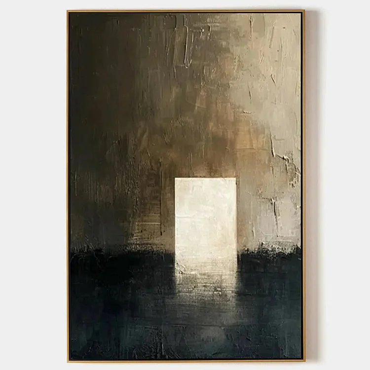 MINIMALIST DOORWAY: Textured Abstract Painting, Vertical Wall Art（Canvas painting）