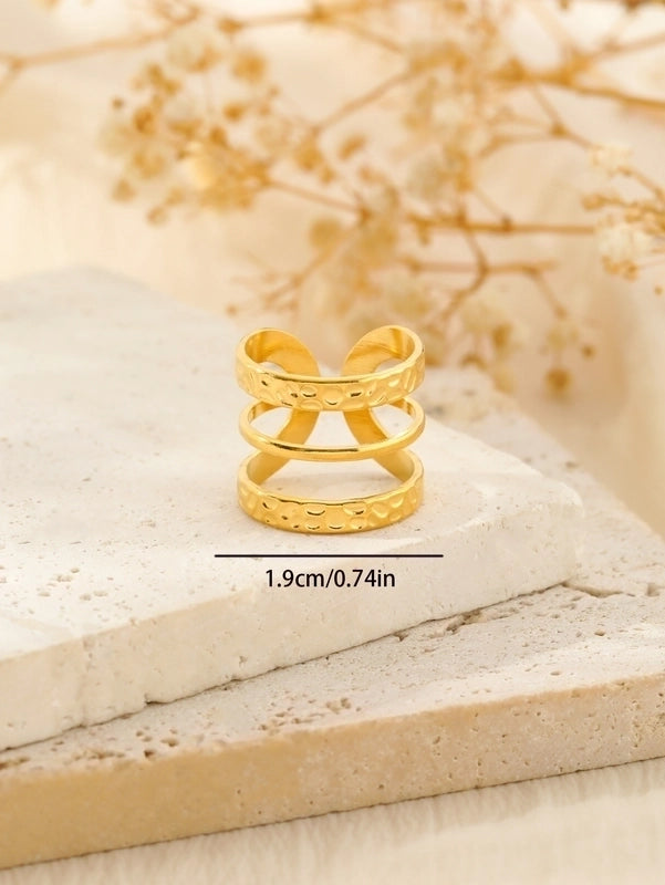 304 Stainless Steel 18K Gold Plated Classical Classic Style Plating Hollow Out Star Moon Heart Shape Open Rings