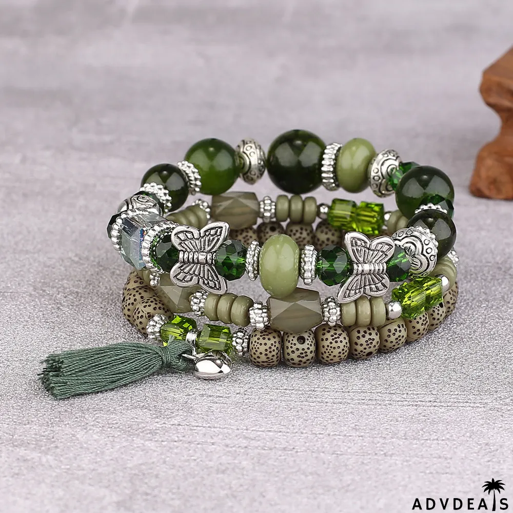 Women's Butterfly Tassel Pendant Multi-layer Bracelet