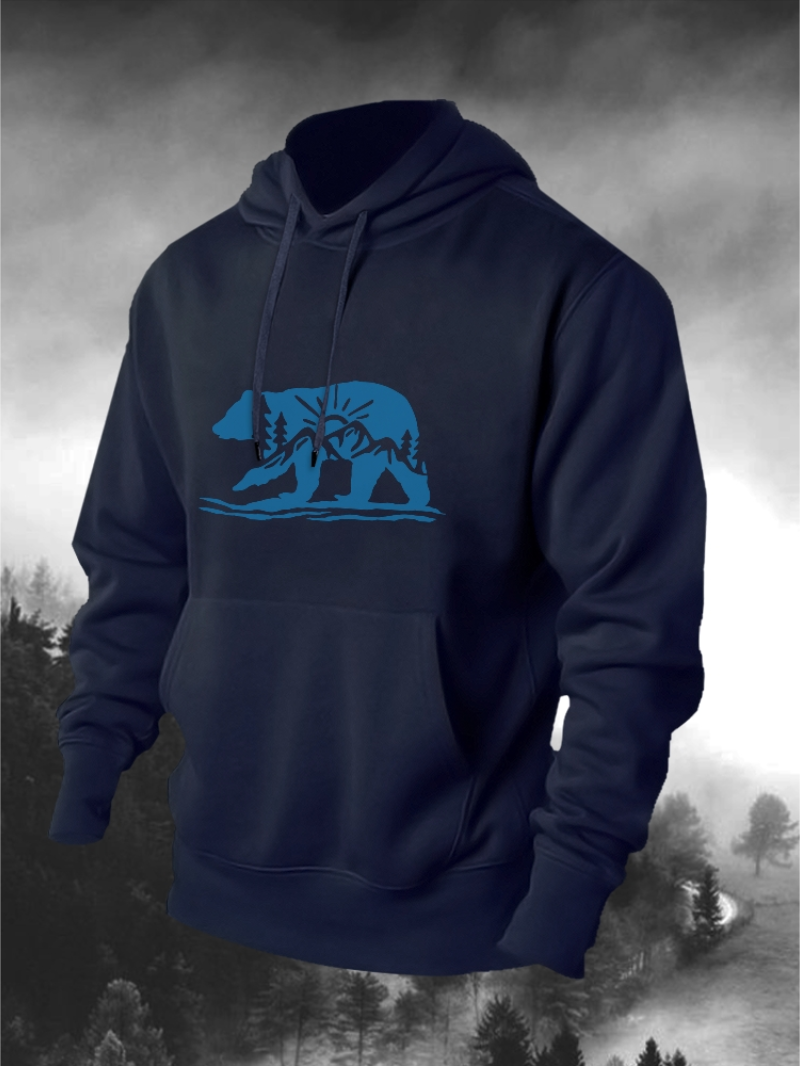 Bear Print Men's Pullover Hoodie