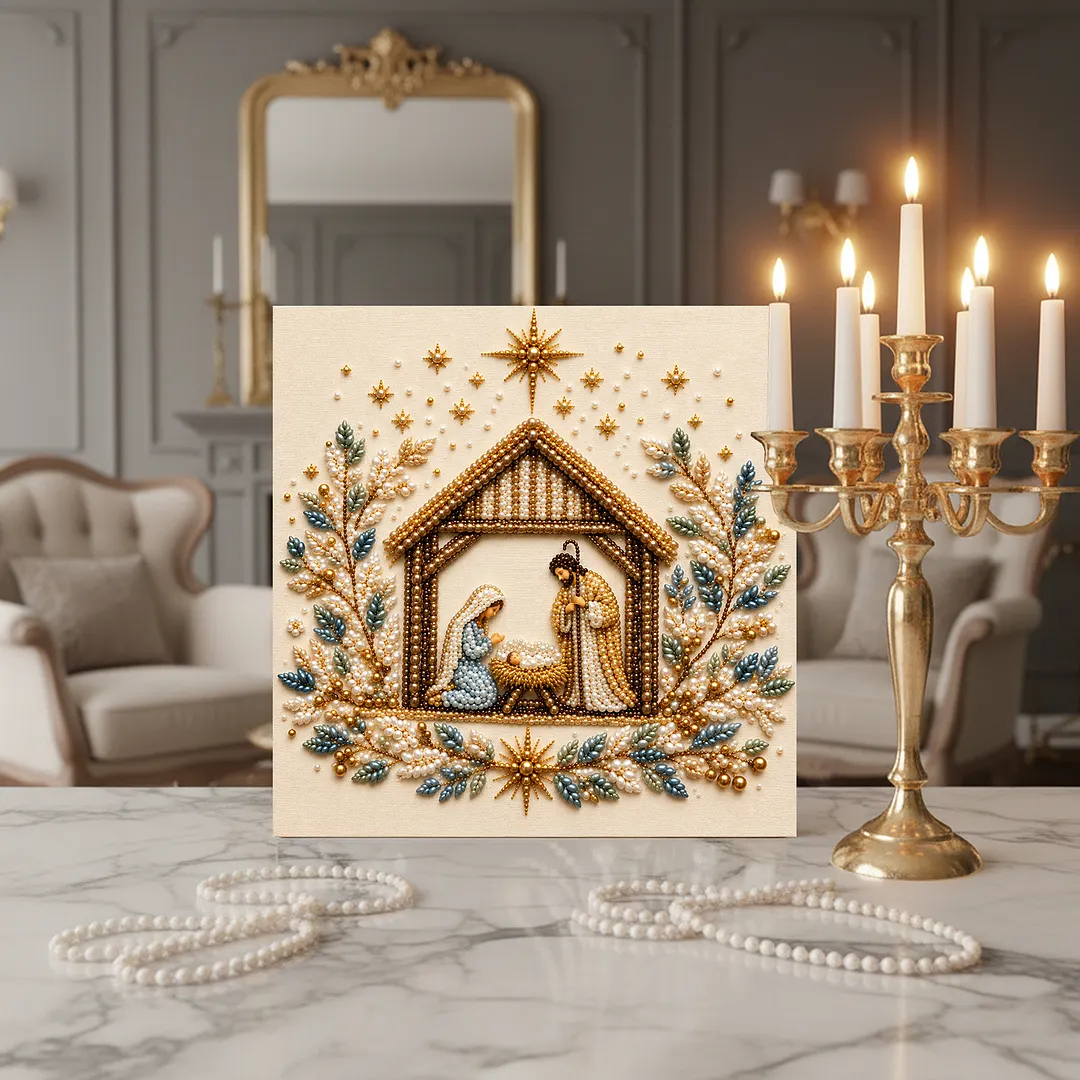 Framed Pearl Painting Kit Christmas Star Scene 7.87x7.87in