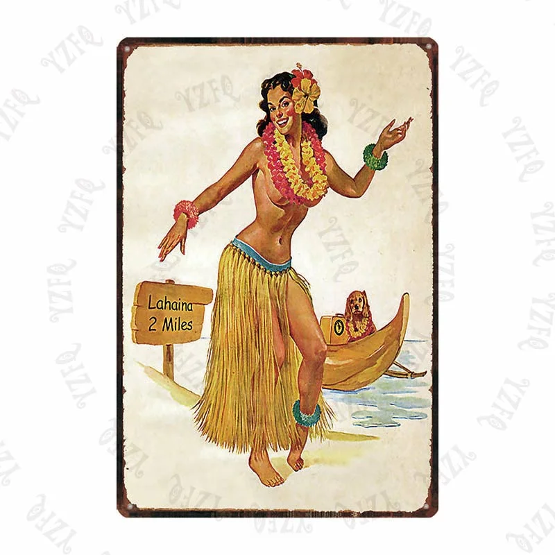 Athvotar Vintage Poster Surfing Beach Metal Sign Travel Souvenir Retro Wall Bar Art Home Cinema Decor Cuadros DU-5391A