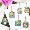 6PCS Diamond Painting Double Sided Nature and Animal Keychain Pendant