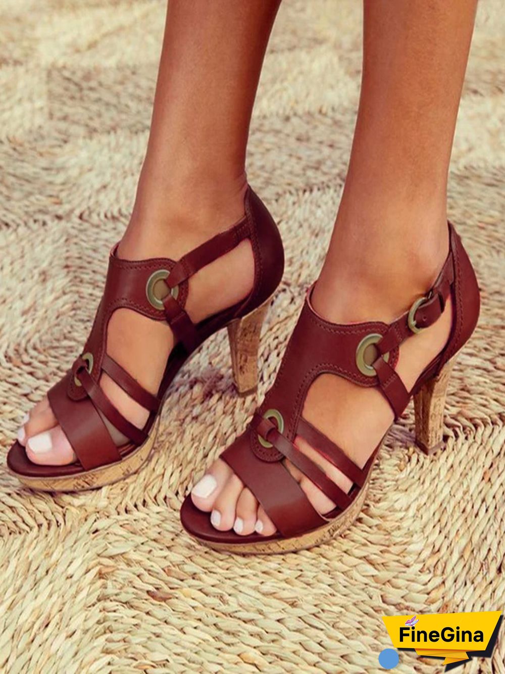 Comfortable Vintage Summer Women Heel Sandals