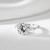 14K White Gold 4ct Round Cut Lab Diamond Tapered Three-stone Ring