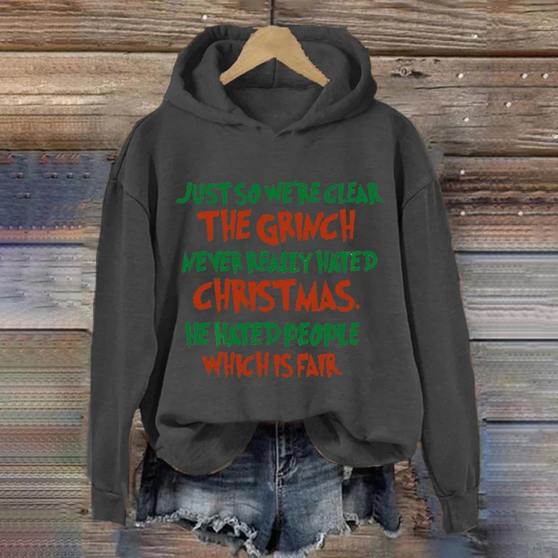 Christmas Color Block Letter Print Hooded Sweatshirt
