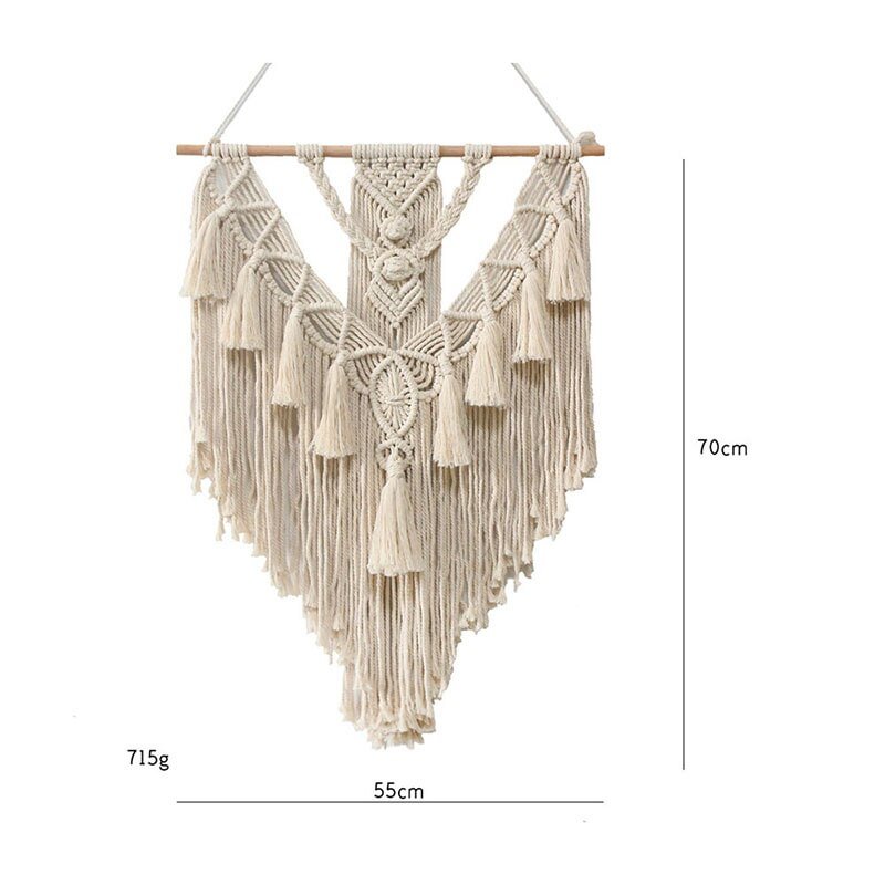 Macrame Tapestry Handmade Woven Macrame Wall Hanging Tapestry Leaf Feather Boho Decoration Home Decor Aesthetic Wall Tapestry