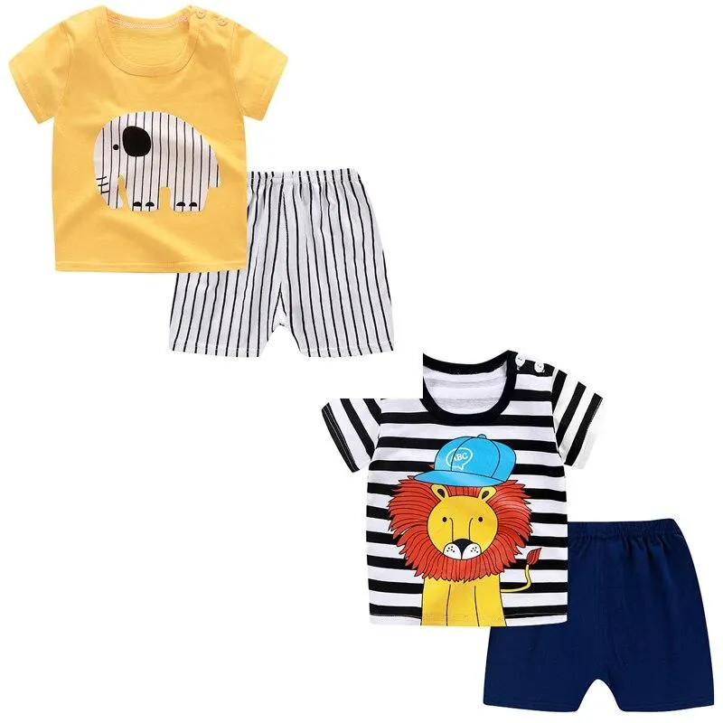 Boys Clothes Cute Summer Suit for Baby Boy T-Shirt + Shorts Cotton Infant Boy Suits Light Thin Children Kids Clothes Short