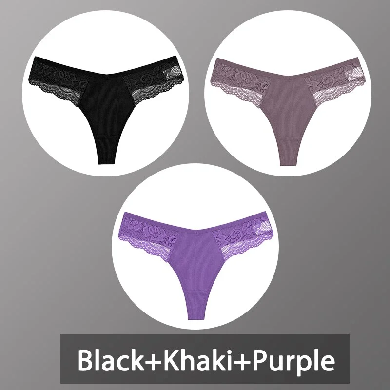 Billionm Women Cotton Panties Sexy Lace Underwear G-String Thong Perspective Hollow Out Lingerie Female Comfortable Low Waist Underpant