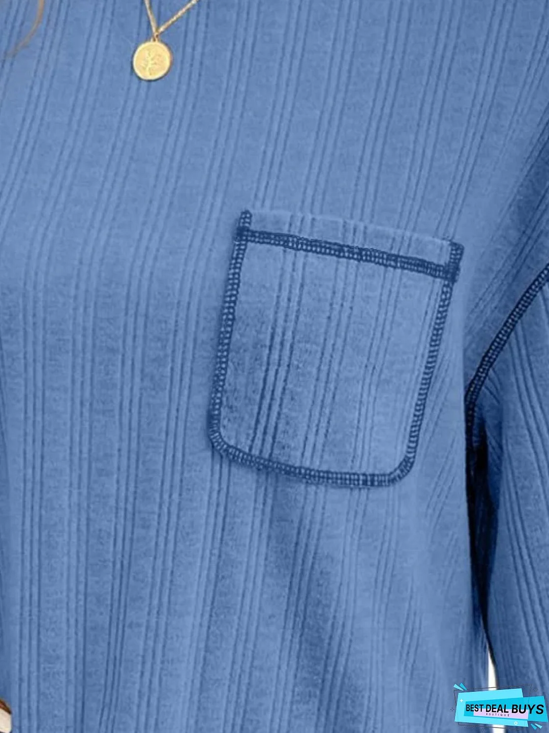 Mandy Contrast Stitching Round Neck Long Sleeve T-Shirt