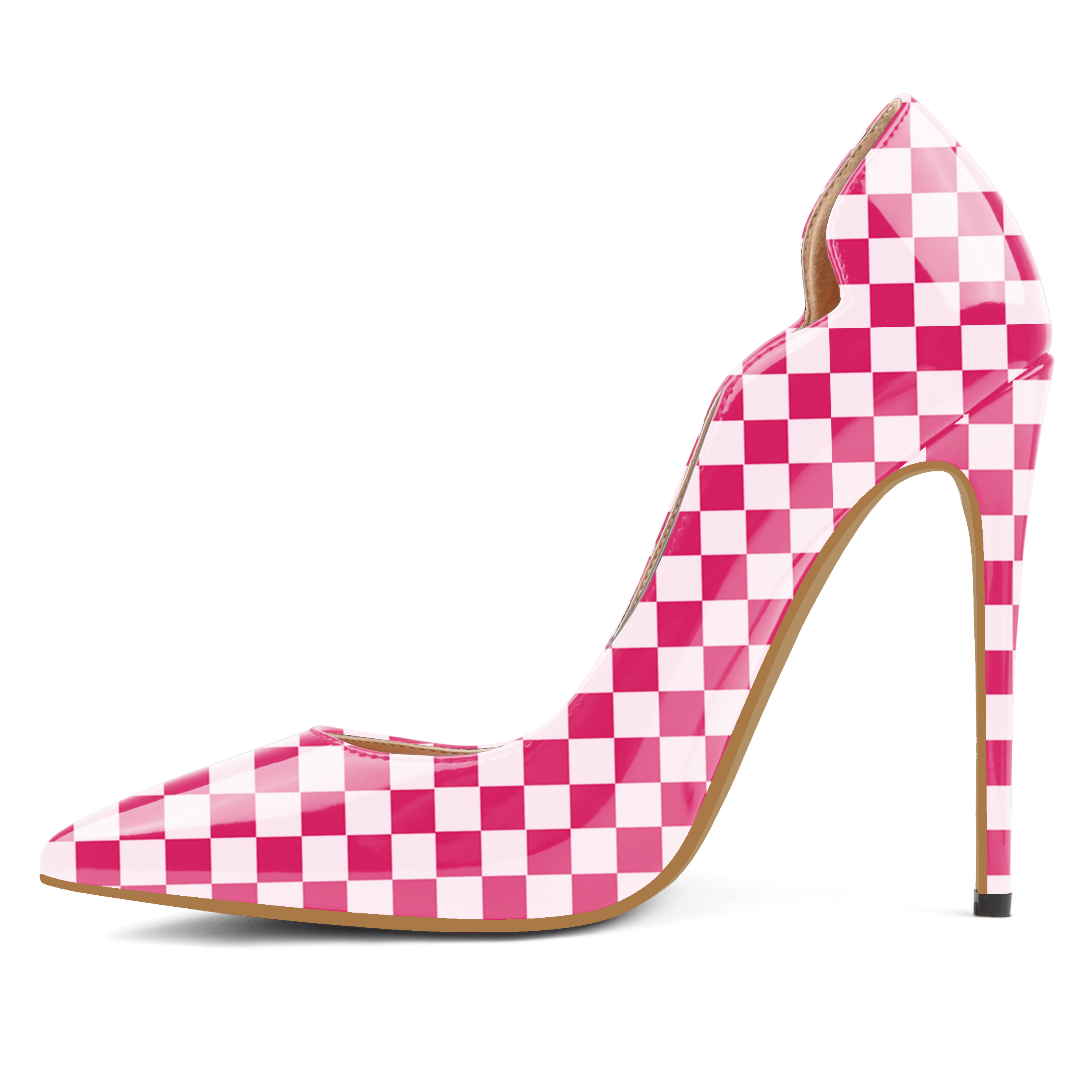 Plaid picture，4.72 inch/12cm  Pointed Toe Pumps High Heel Sexy Stilettos Slip On Office Cute Evening Dress Stilettos