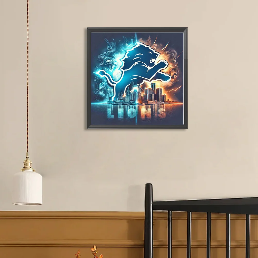 Diamond Painting - Full Round Drill - Detroit Lions(Canvas|40*40cm)