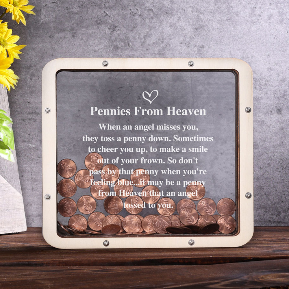Bylesary Pennies From Heaven Bank Wood Piggy Bank Square