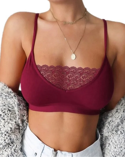 Lace-edged sexy tube top perspective solid color camisole bottoming