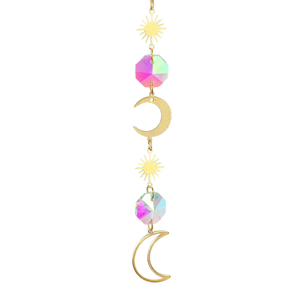 Hanging Bead Moon Sun Light Catcher Crystal Outdoor Wall Wind Chime (72)