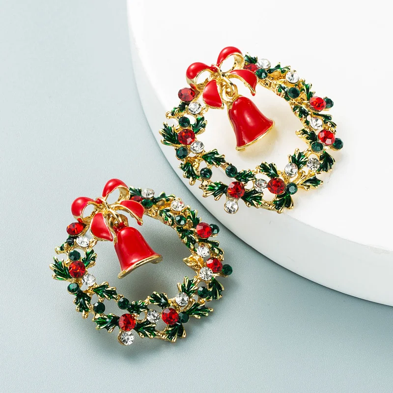 Christmas fashion simple garland bells bow earrings